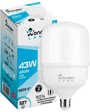 Ampoule LED E27 43W 6500K Blanc Froid 4600 lumens, équivalent 430W, blanc froid 6500K E27 – Classe A+ – Économie d’énergie 90% Durée de vie 15 000 h, garantie 2 ans, 170–270V Ampoule LED E27 43W 6500K Blanc Froid 4600 lumens, équivalent 430W, blanc froid 6500K E27 – Classe A+ – Économie d’énergie 90% Durée de vie 15 000 h, garantie 2 ans, 170–270V